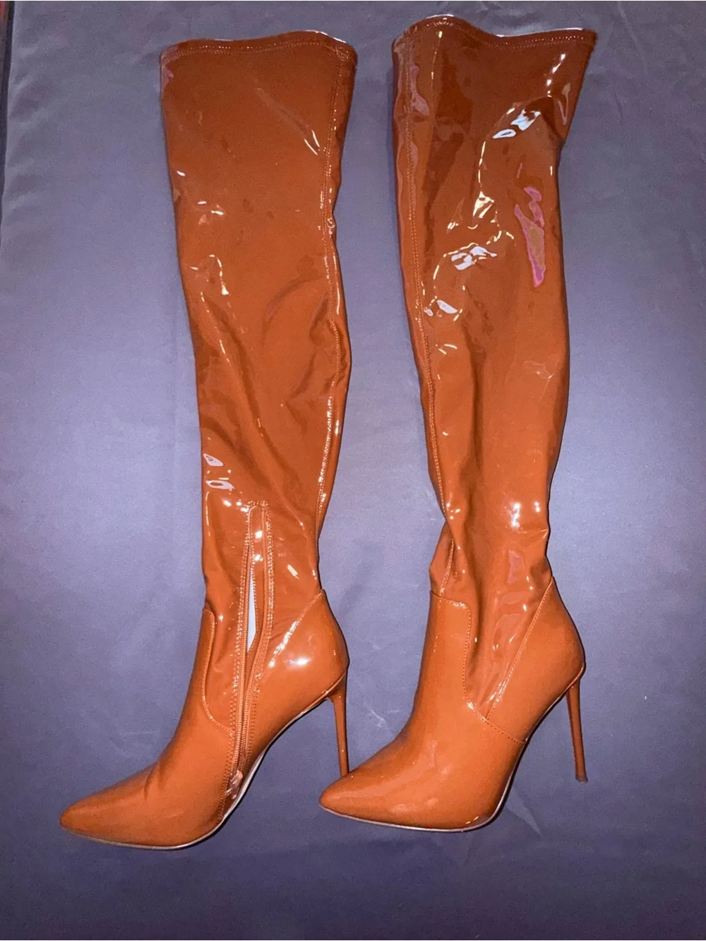 Steve Madden Burnt Orange Patent Over-the-Knee Stiletto Boots